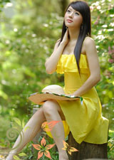 韩国美女黄美姬(Hwang Mi Hee)黄色裙子淡雅清纯